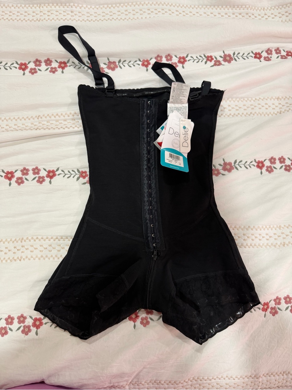 Delle High-Waist Black Shapewear Bodyshort with Front Hook Closure
